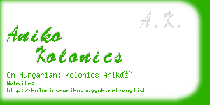 aniko kolonics business card